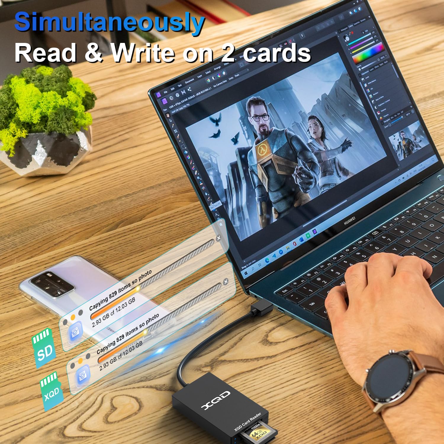 Amazon.com: XQD Card Reader, USB 3.0 Dual Slot XQD SD Memory